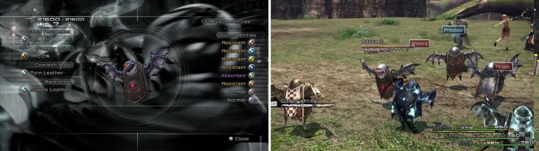 Adroa Enemy Intel [Left]. A number of enemies appear in this battle [Right].