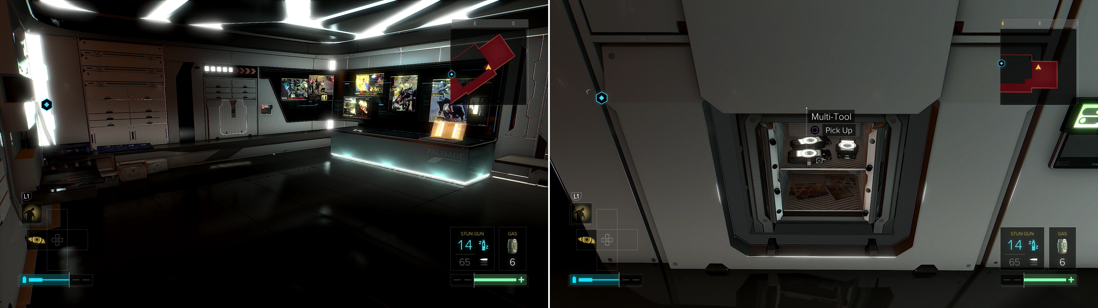 The Picus vault (left) is less impressive, but still contains some loot worth plundering (right).