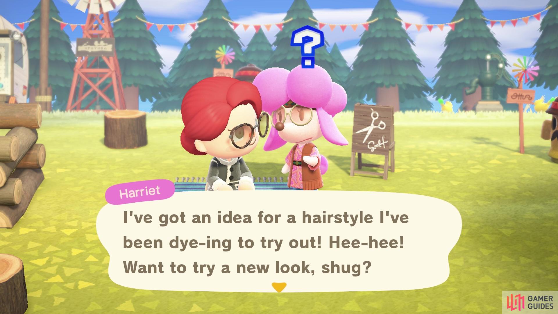 Each day, you can go to Harriet and get a new hairstyle.