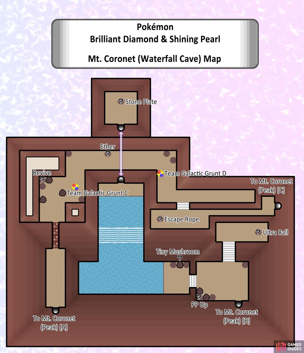 Map of Mt. Coronet’s Waterfall Cave.