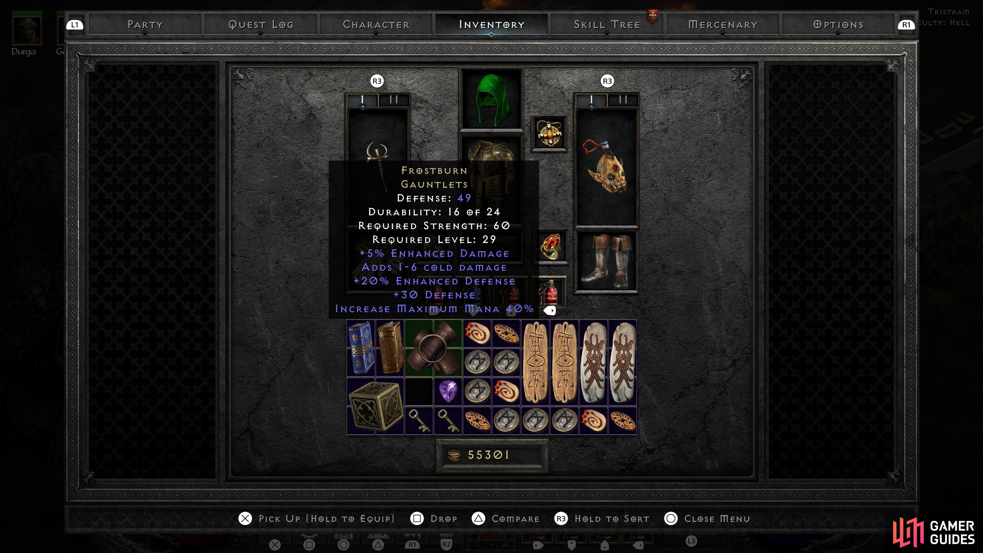 Frostburn gauntlets in Diablo 2.