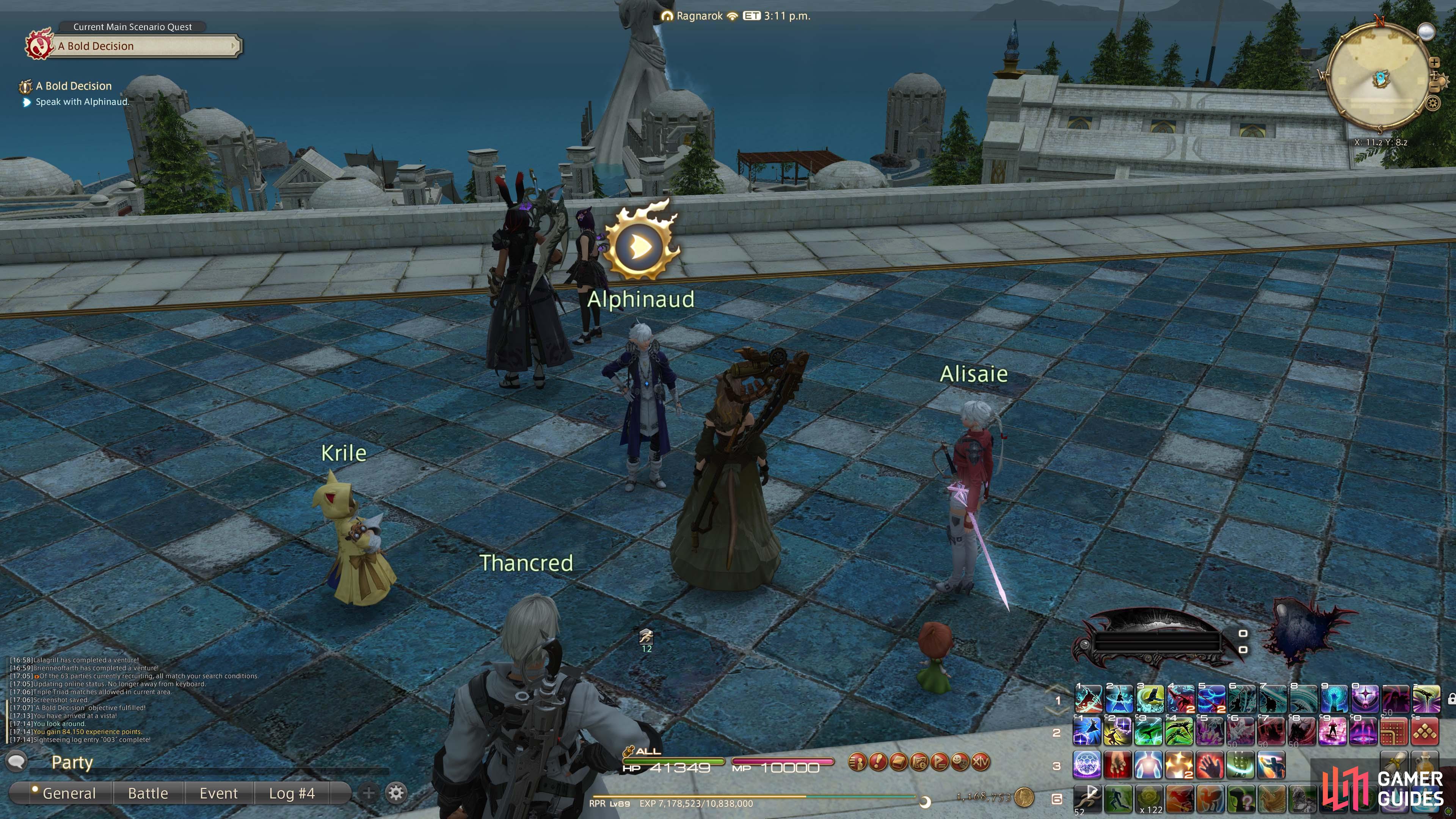 Alphinaud is just outside.