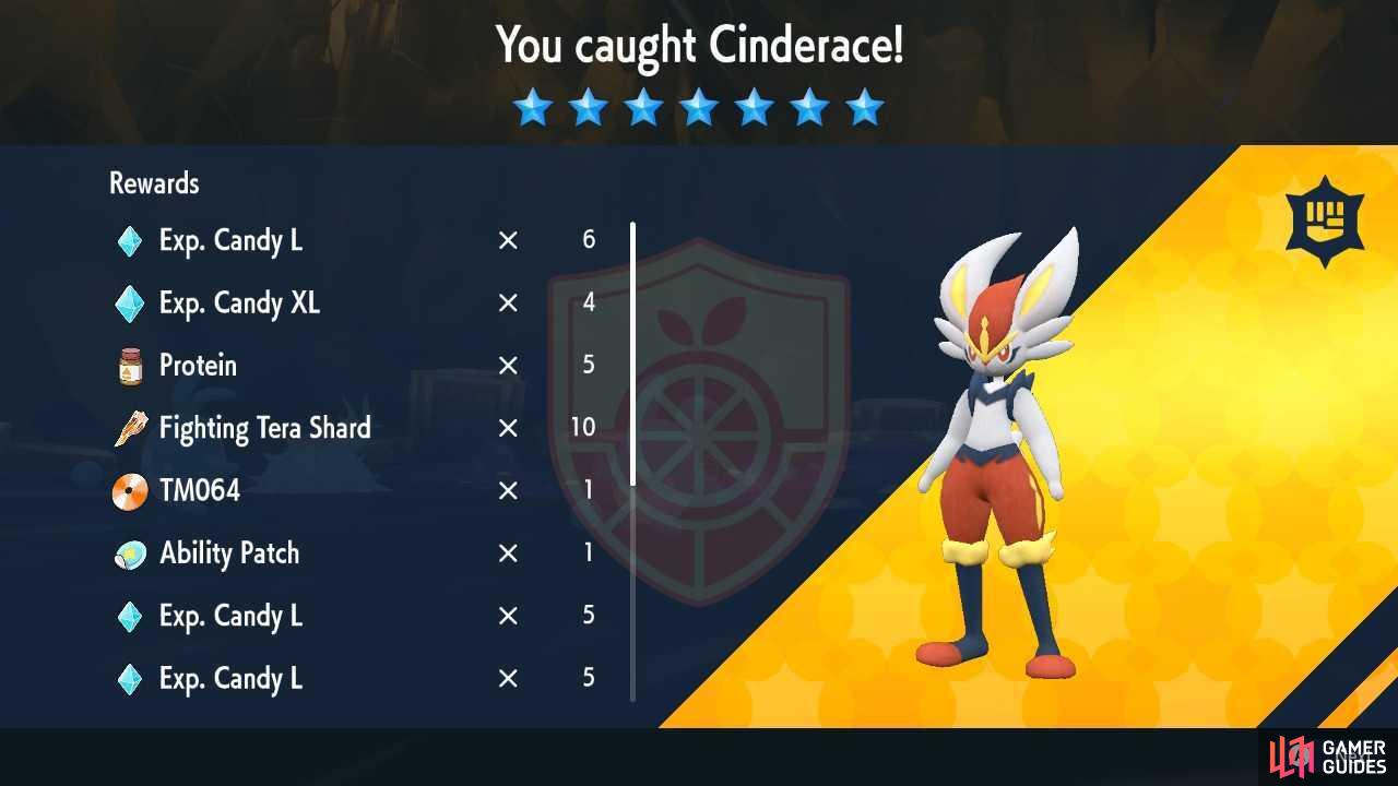 Cinderace Tera Raid Battle drops.