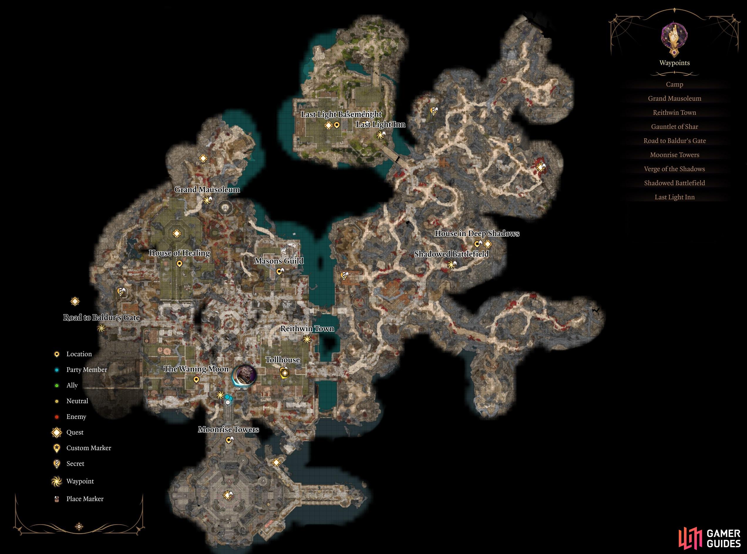 Here is a Map of the Shadowlands in Act 2 of Baldur’s Gate 3.