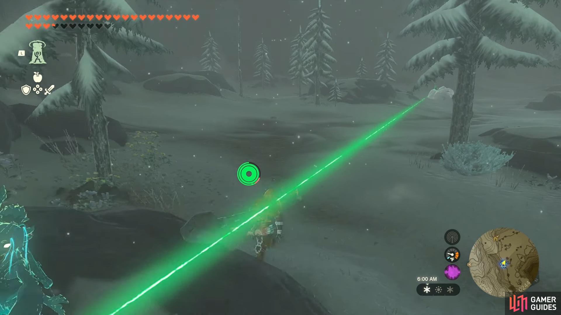 The light pin pointing the place of the boss for the Shrine Quest