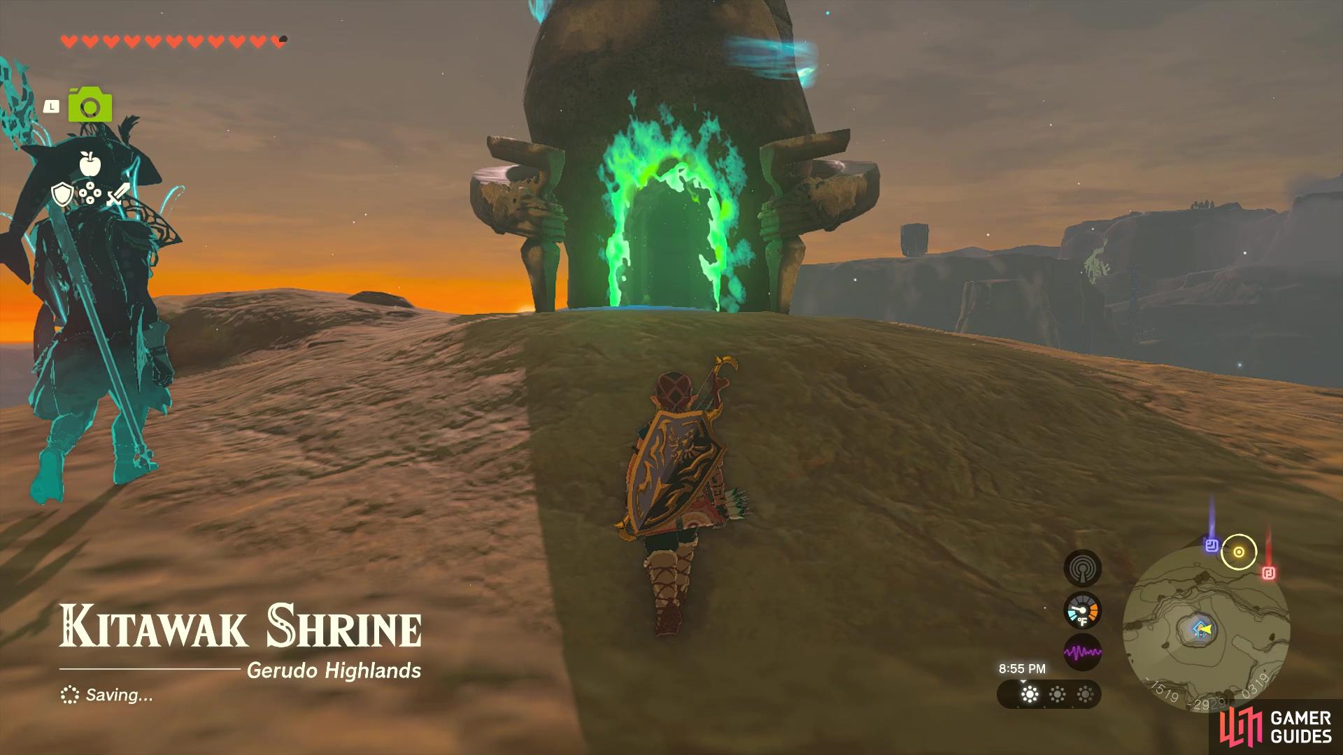 The Kitawak Shrine is found on top of the East Gerudo Mesa.