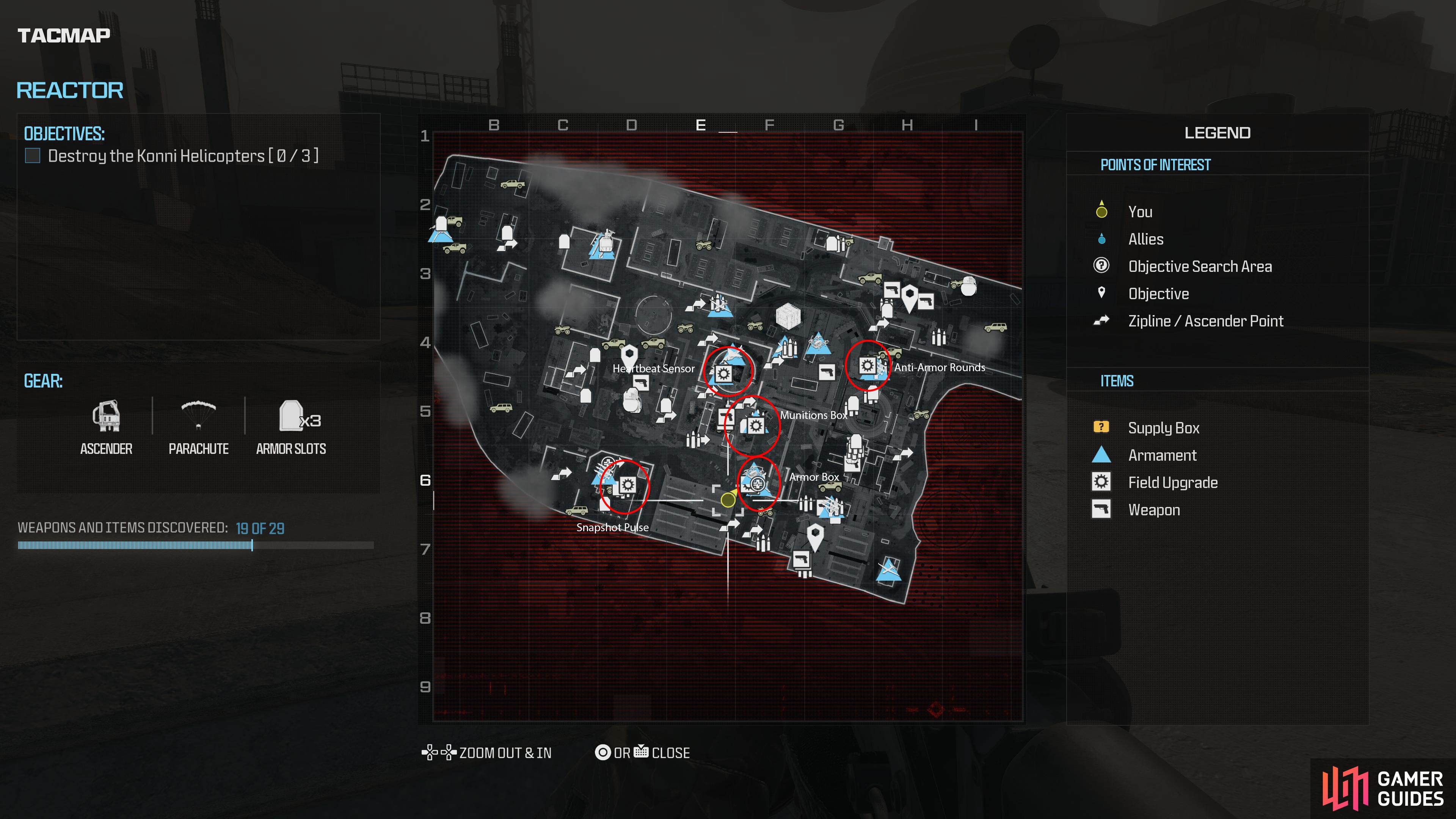 You’ll want to fully uncover the map before searching for the Weapons and Items.