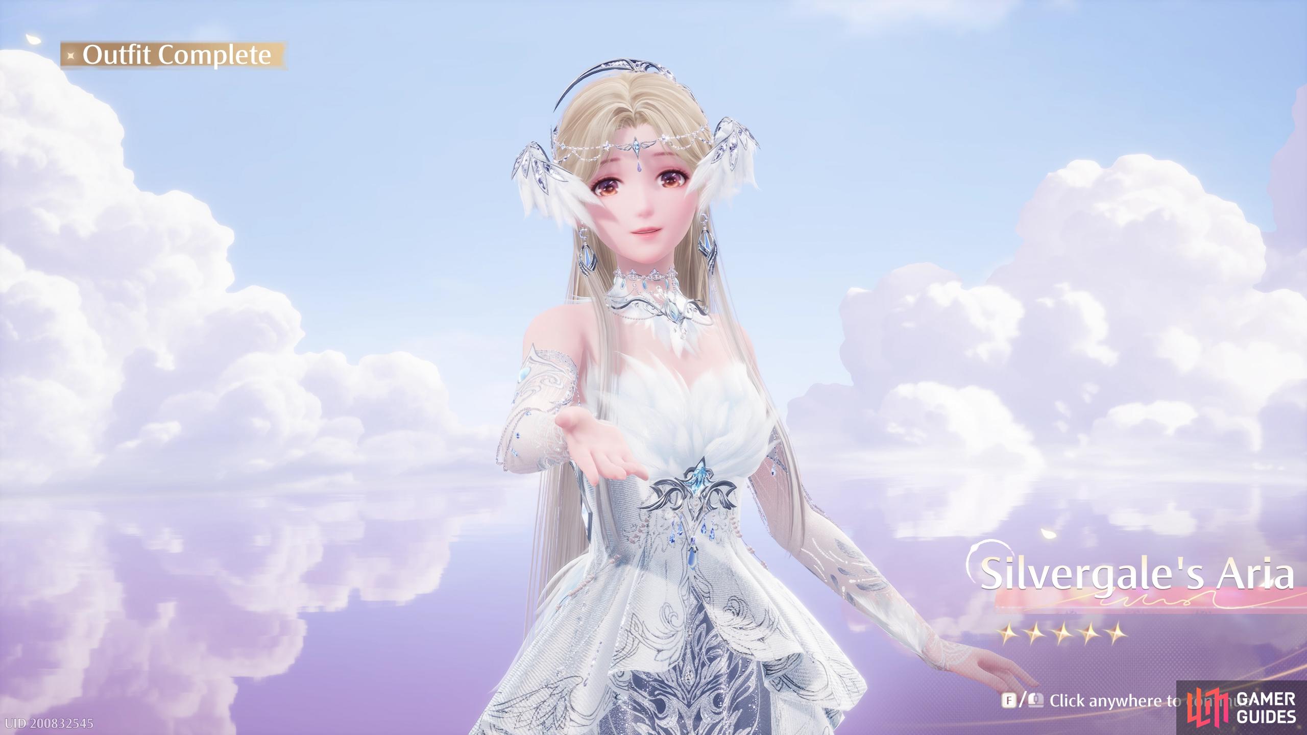 The Silvergale’s Aria outfit complete.