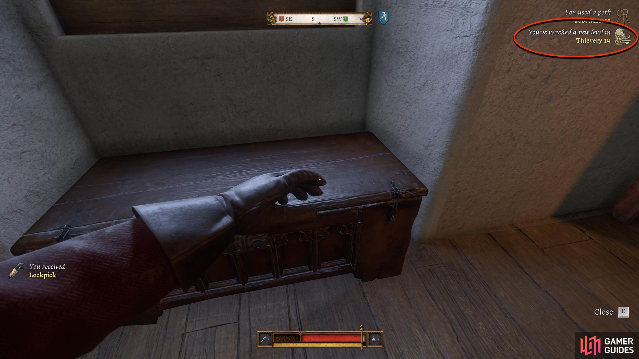 Pick Pocketing and Lock Picking chests will increase your Thievery skill.