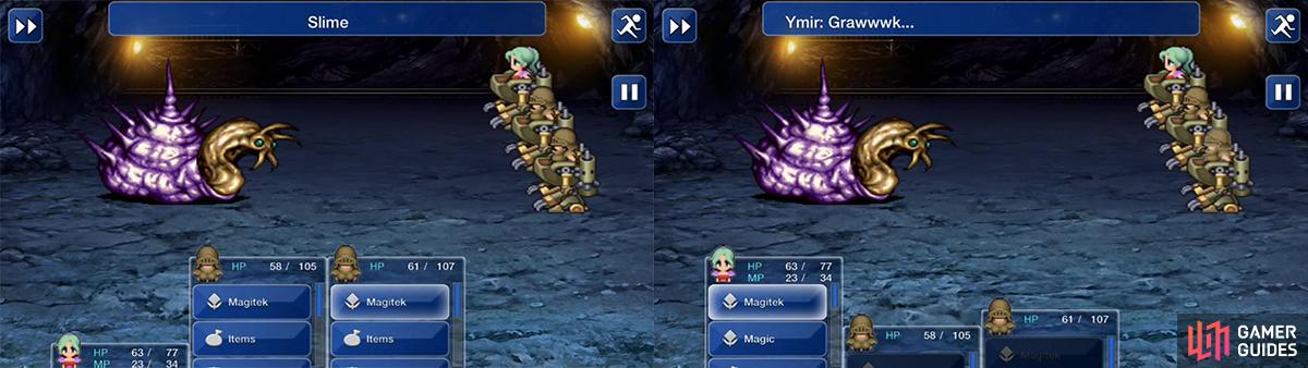 Ymir will use Slime as a regular attack which can cause Slow. When Ymir “Gwarks” it will retreat into its shell. DO NOT attack it at this point.