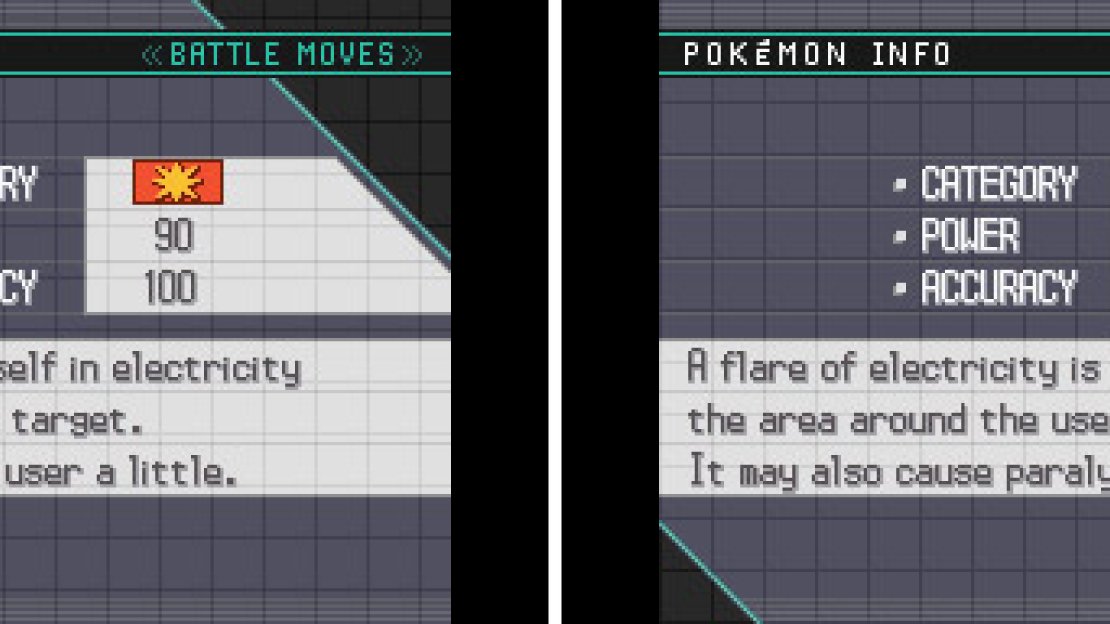 Physical moves are indicated by a “red smash”, while special moves have a “blue spiral”.