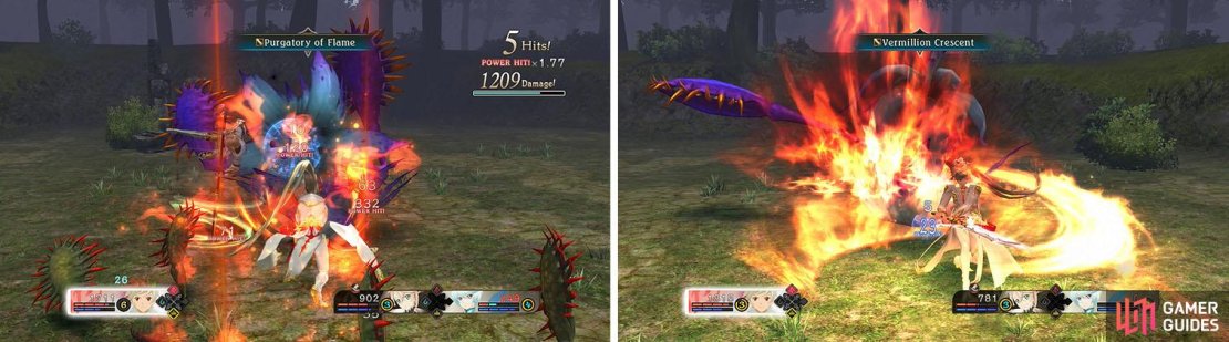 Focus on the boss while your allies take out the smaller enemies (left).
