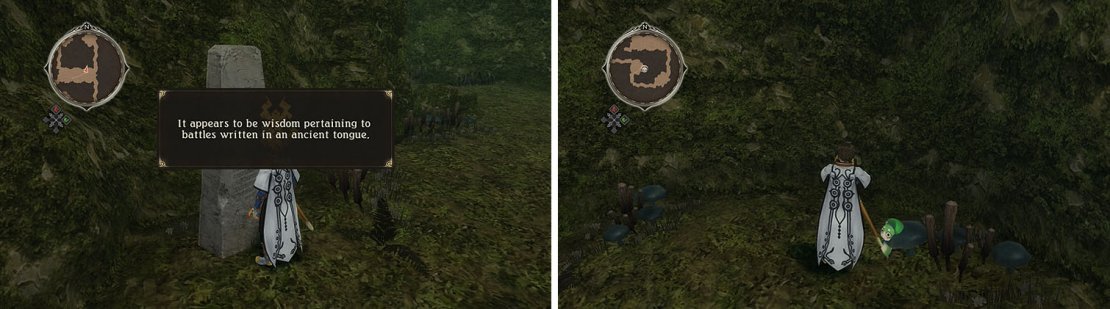 From the Monolith (left) follow the path south to find the Normin Gillium (right).