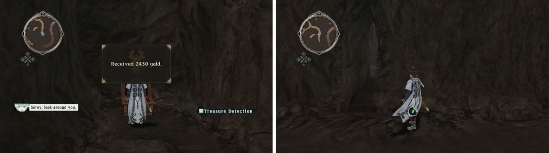 Don&rsquo;t miss the small gap near the chest of gald (left) to reach a treasure chest.