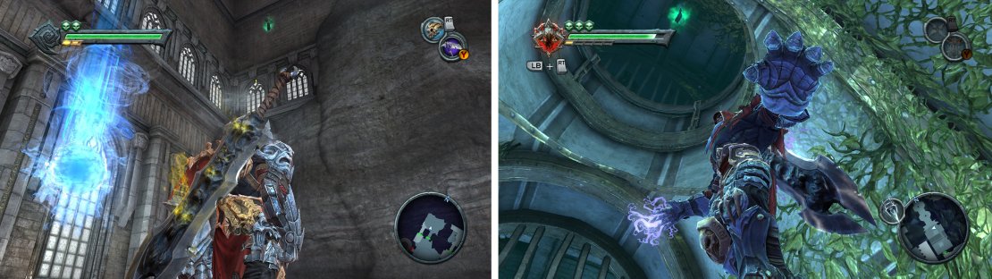 Twilight Cathedral: after blowing up a red crystal Use the shadowflight geyser to reach the Artefact (left). The Hollows: return through the room that is now filled with water after grabbing the third Beholder&rsquo;s Key, swim into the pipe below the surface to find an Artefact (right).