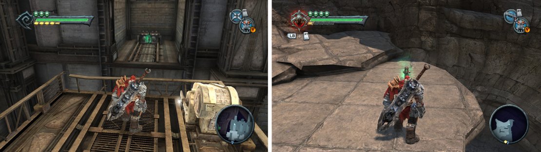 In the Hollows where you need to punch the machinery between the raised platforms, beside the highest platform is an Artefact (left). In the Dry Road opposite the Vulgrim Location you&rsquo;ll find an Artefact (right).