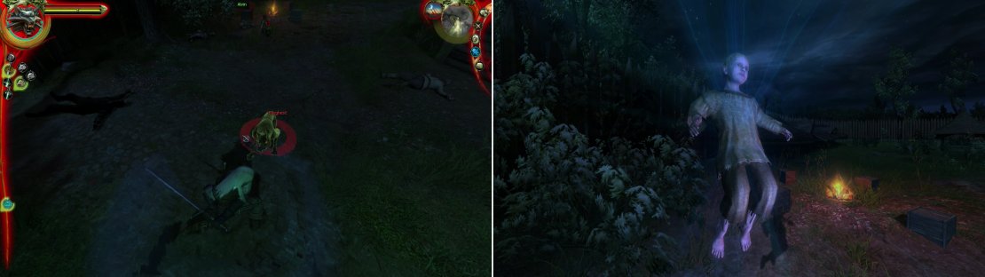 Fight off the Barghests that make it through tha palisade using the Group Style or the Fast Style, depending on how many are nearby (left) then witness the orphan&rsquo;s recital of the Ithlinne&rsquo;s Prophecy (right).