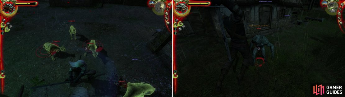 Use the Group Style (left) when you&rsquo;re harrassed by groups of enemies, and the Strong Style (right) against stronger, slower foes.