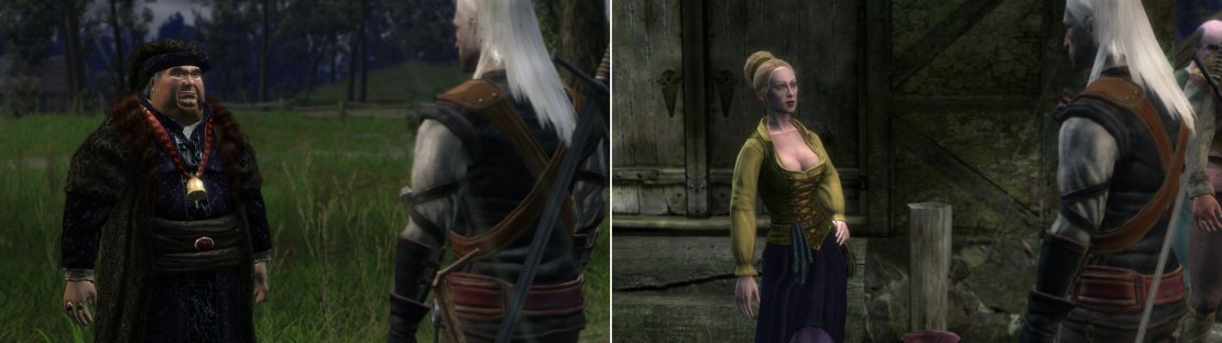 Talk to people as you explore! You never know what goodies you&rsquo;ll get. Case in point, a random &ldquo;Traveller&rdquo; will pay an old debt (left) and this lady will indulge in some carnal pleasure in exchance for some flowers (right).