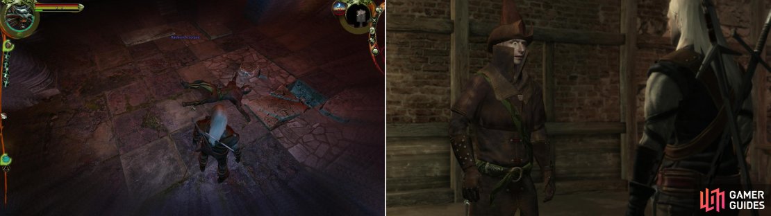 While exploring a crypt in Vizima&rsquo;s Cemetery, you&rsquo;ll make a grisly-but not unexpected-discovery (left). A little role-playing with Azar-as-Raymond can prove interesting&hellip; and dangerous (right).