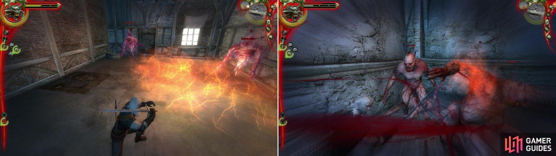 Defeat the Wraiths on the top floor to satisfy Coleman (left) then head downstairs and dismember a pack of Graviers in order to recover Conrad&rsquo;s wine (right).