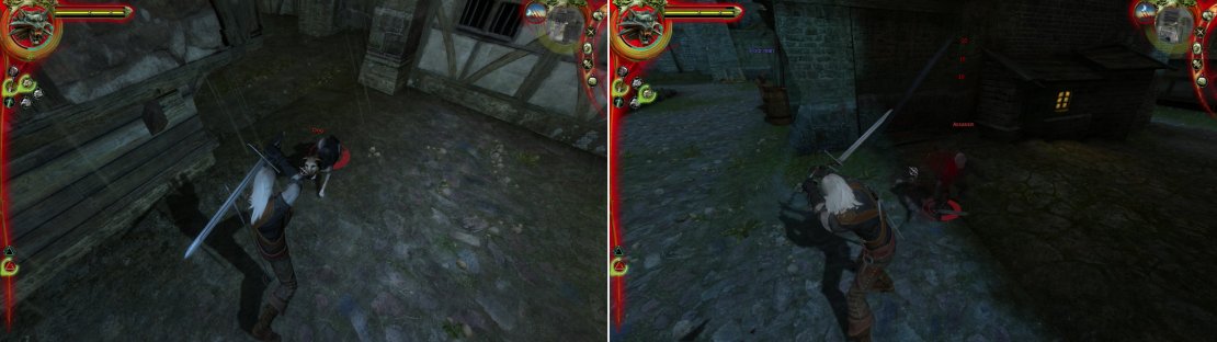Visit the Warehouse around midnight to find Vincent Meis meeting with Salamanders (left). Either play along, or not&hellip; words end up being replaced by swords soon enough (right).