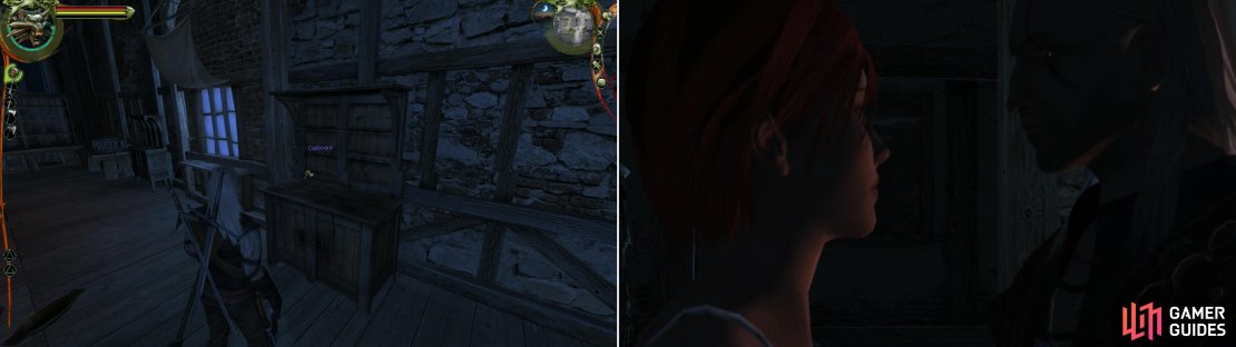 Shani&rsquo;s medical expertise will prove invaluable during the autopsy (left). Leave an offering of fruit on the Altar of Melitele to score three Sephirah (right).
