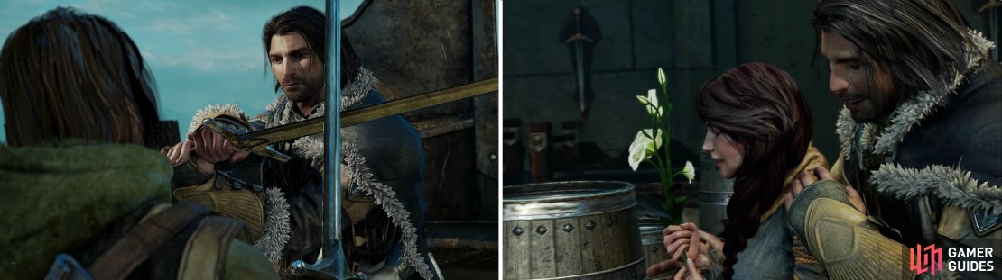 Partake in some combat practice with your son (left), and some sneaky lovin&rsquo; with your wife (right).