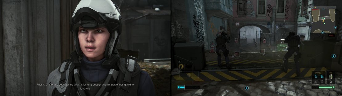Tell a cop about Drahomir&rsquo;s extortion ring (left) and she&rsquo;ll actually do her job (right).