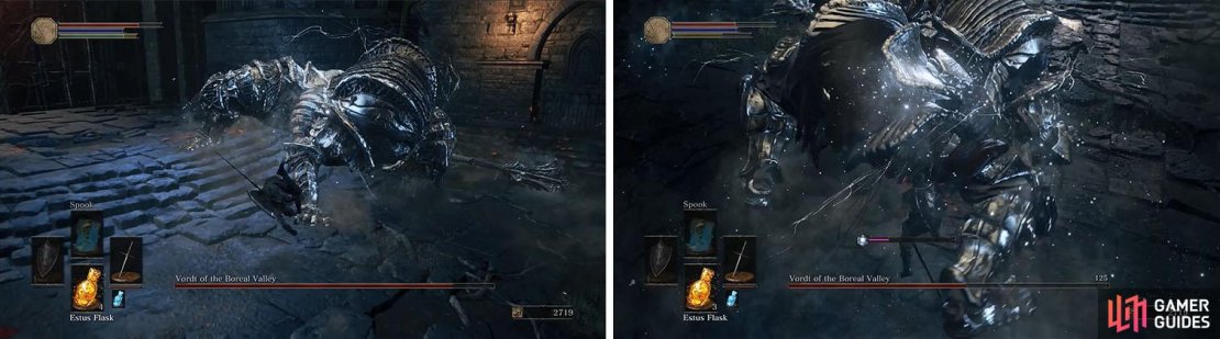 Vordt&rsquo;s Stage 1 attacks can easily be rolled under, allowing you to get behind him.