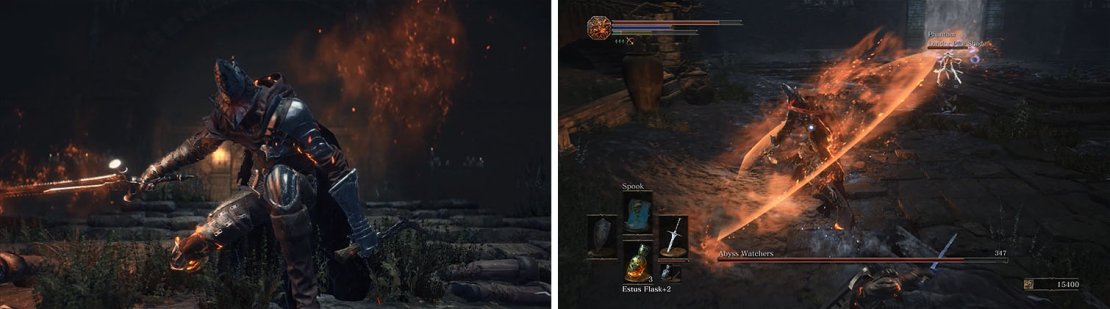 In Stage 2 you&rsquo;ll be dealing with a single Abyss Watcher, but this one has additional fire damage and range attached to its attacks.