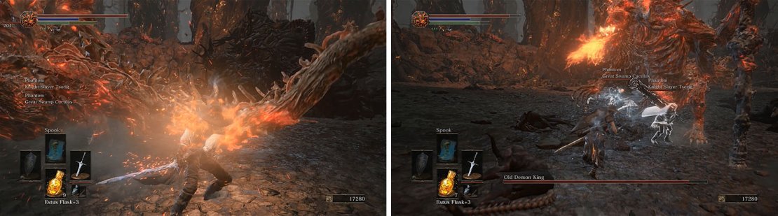 Strike the Old Demon King from behind to avoid the majority of his attacks, easily done if you have NPCs in the battle, since most of his attacks occur at the front.