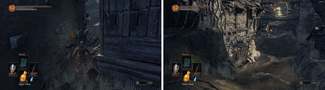 Check between the buildings for an item and then avoid the Evangelist&rsquo;s magic.