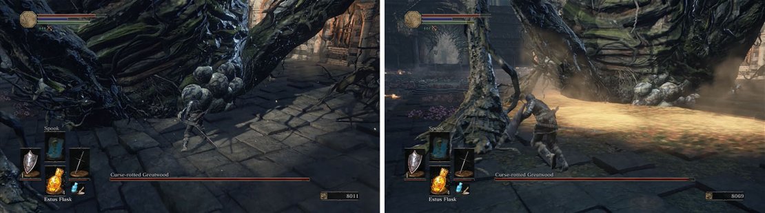 Focus on the fungus-like tumors on the Greatwood&rsquo;s belly while avoiding his attacks and corrosive liquid.