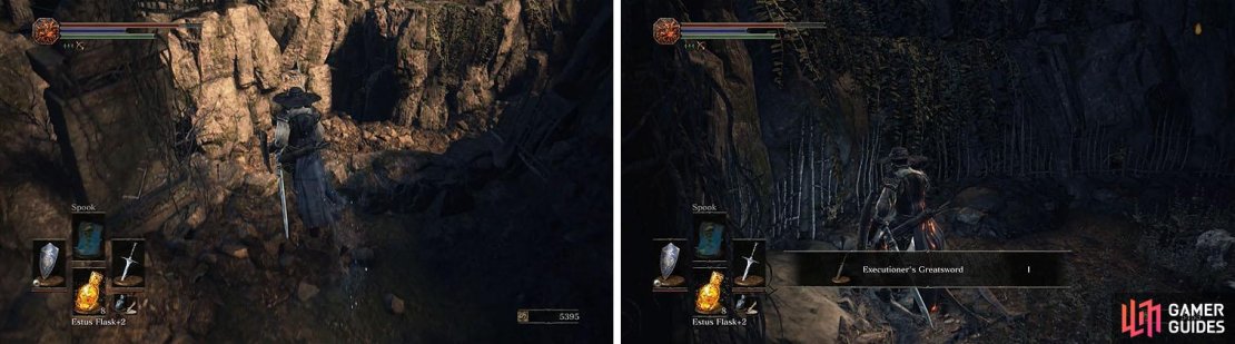 Rush through the graveyard, making sure to get the greatsword in the dead end.