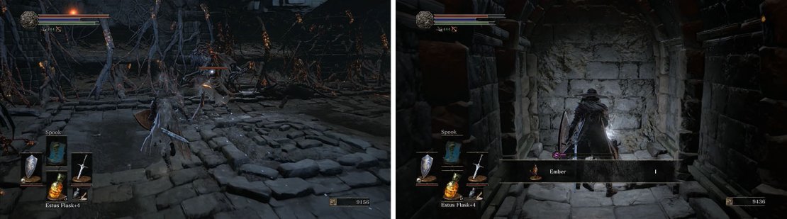 Defeat the Ghru and make sure to get the Ember in the small tunnel.