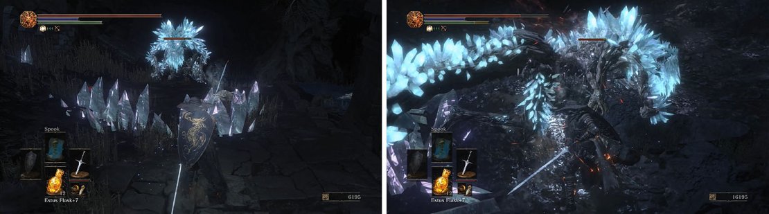The side path now leads to two Ravenous Crystal Lizards instead of one.