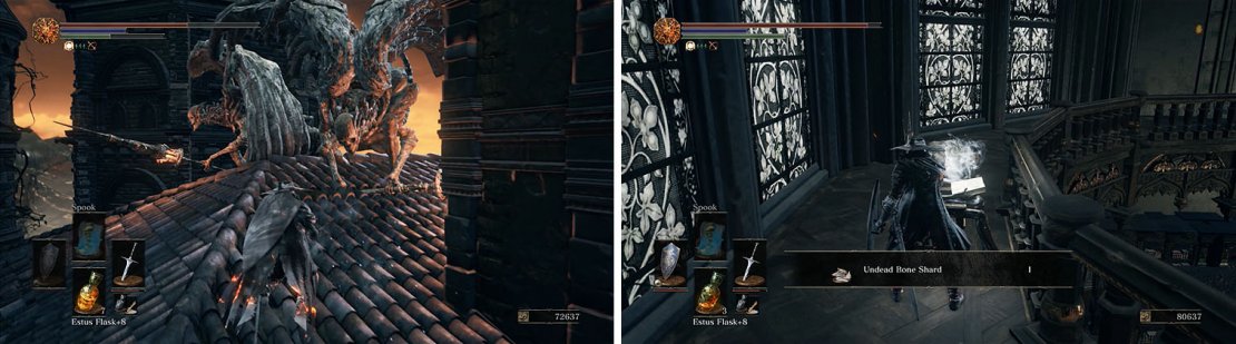 Fight or flee past the two Stone Gargoyles and then collect the Bone Shard inside.