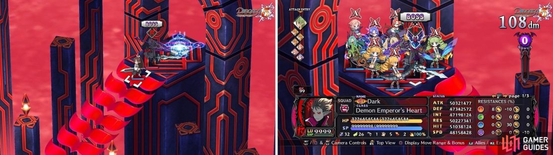 Place a character as shown in the screenshot on the left to lure Carnage Dark away from the others. Once you&rsquo;re set up, let it rip to hopefully kill him before he acts (right).