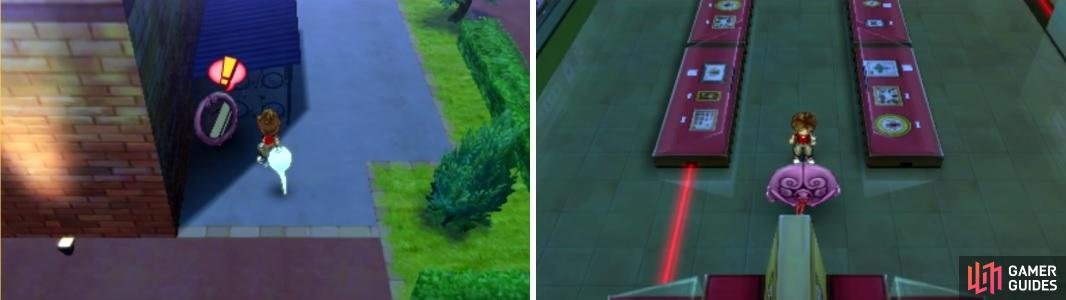 The Mirapo Yokai will not only allow you to get inside of the museum (left), but you&rsquo;ll need them to get around inside as well (right).