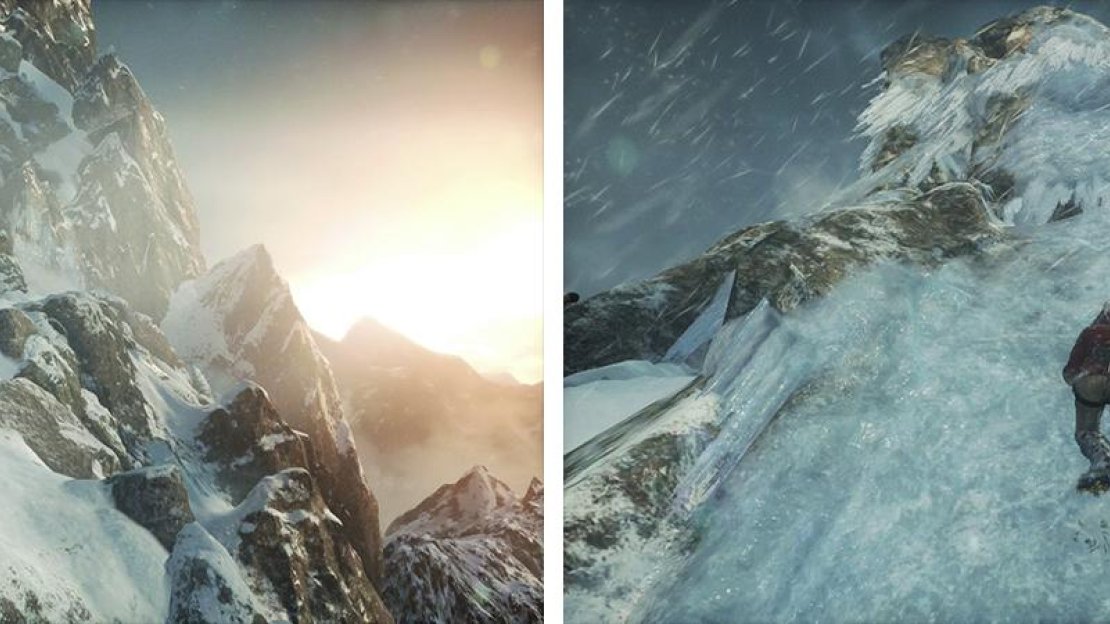 Follow Jonah along the path (left). Climb back up to him when lara loses her footing (right).
