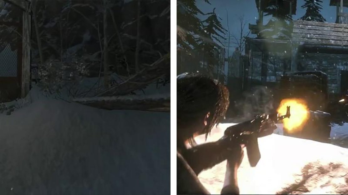 Enter the gate and you’ll be ambushed (left). Use Rope Arrows to pull down the structure (right).