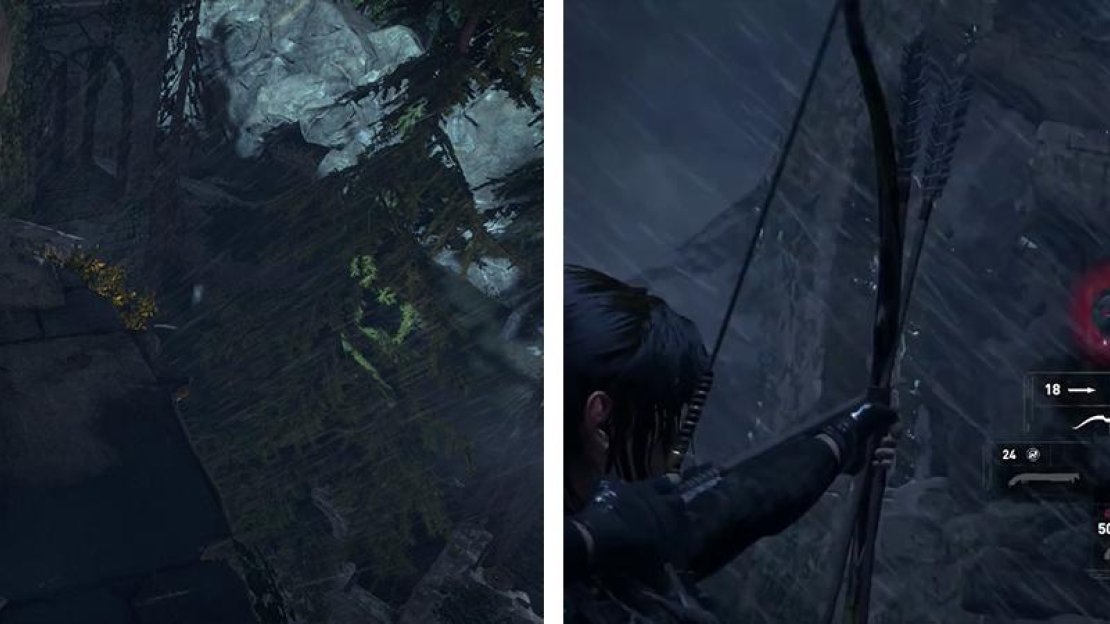 As you climb the cathedral, look out for Document 28 (left). As you traverse the inner area, take out the enemies on the far ledges from a distance (right).