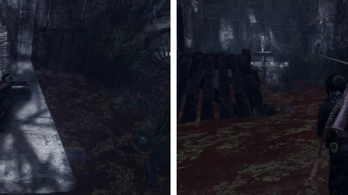 Press the switch into the wall (left) and attach it to the spool in the water. Manipulate this to lower the water level (right).