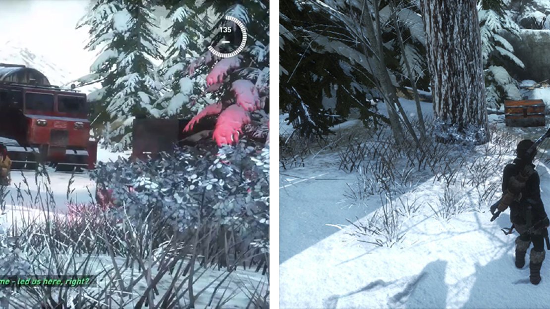 Wait for the enemies to bunch up (left) and hit them with Poison Arrows to make things quick. By the gate to the previous area you’ll find strongbox 02 (right).