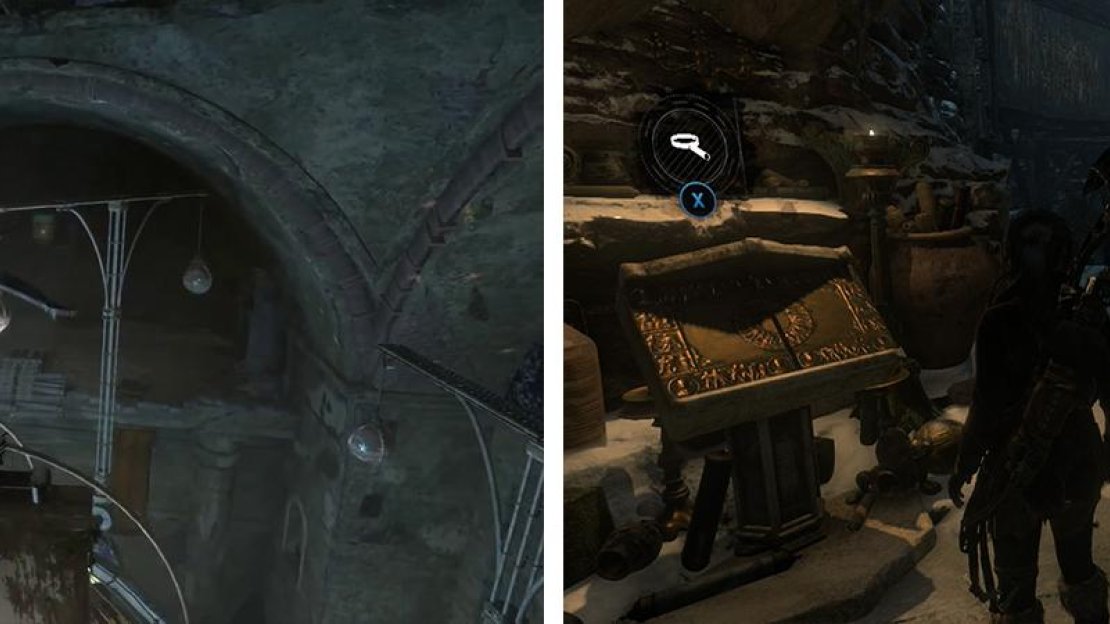 Climb to the top of the room (left) and read the Codex at the top (right).