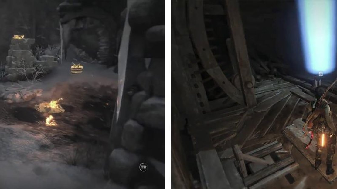 Lootable objects and objectives will be highlighted with Survival Insinct active (left). Custom waypoints will appear in blue (right).