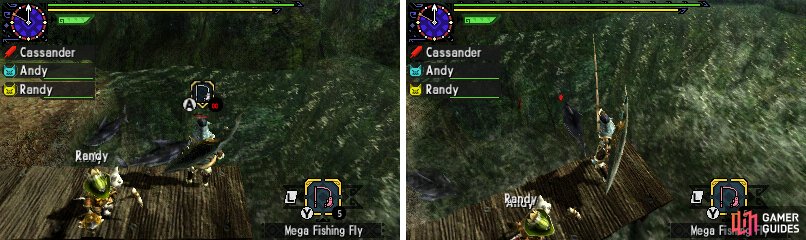 When you see the bait bob, press A!