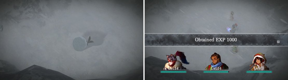 Spritnite-Eaten monsters are tougher than normal ones (left). Defeating them will reward you with a lot of experience (right).