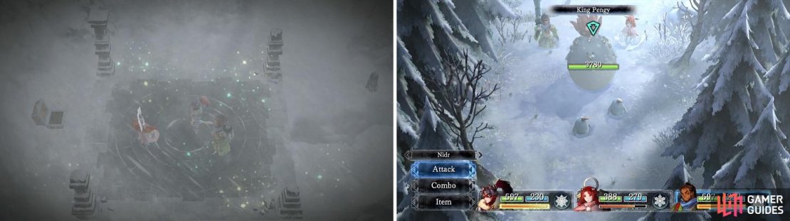 You might recall these altars when going through these areas before (left). You&rsquo;ll have to fight through some King Pengys to get the final altar (right).